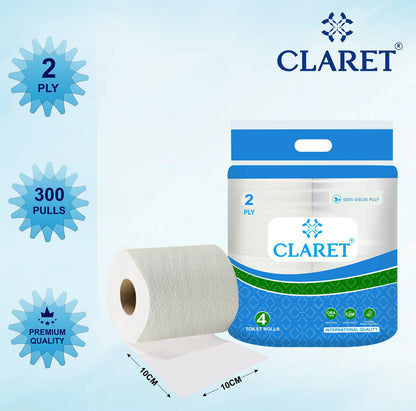 Claret Toilet Rolls 4 in 1 Combo 2 Ply 300 Pulls