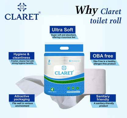 Claret Toilet Rolls 4 in 1 Combo 2 Ply 300 Pulls