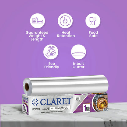 Claret Aluminium Foil Roll 1 Kg. Gross