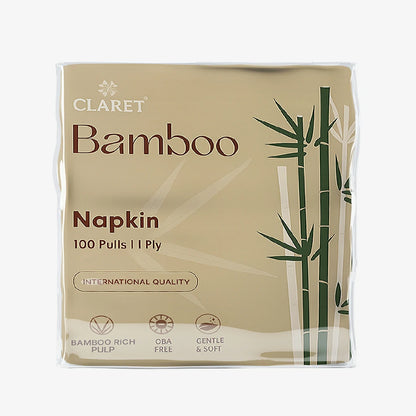 Claret Bamboo Napkin Single 1 Ply 100 Pulls - 30 x 30cm