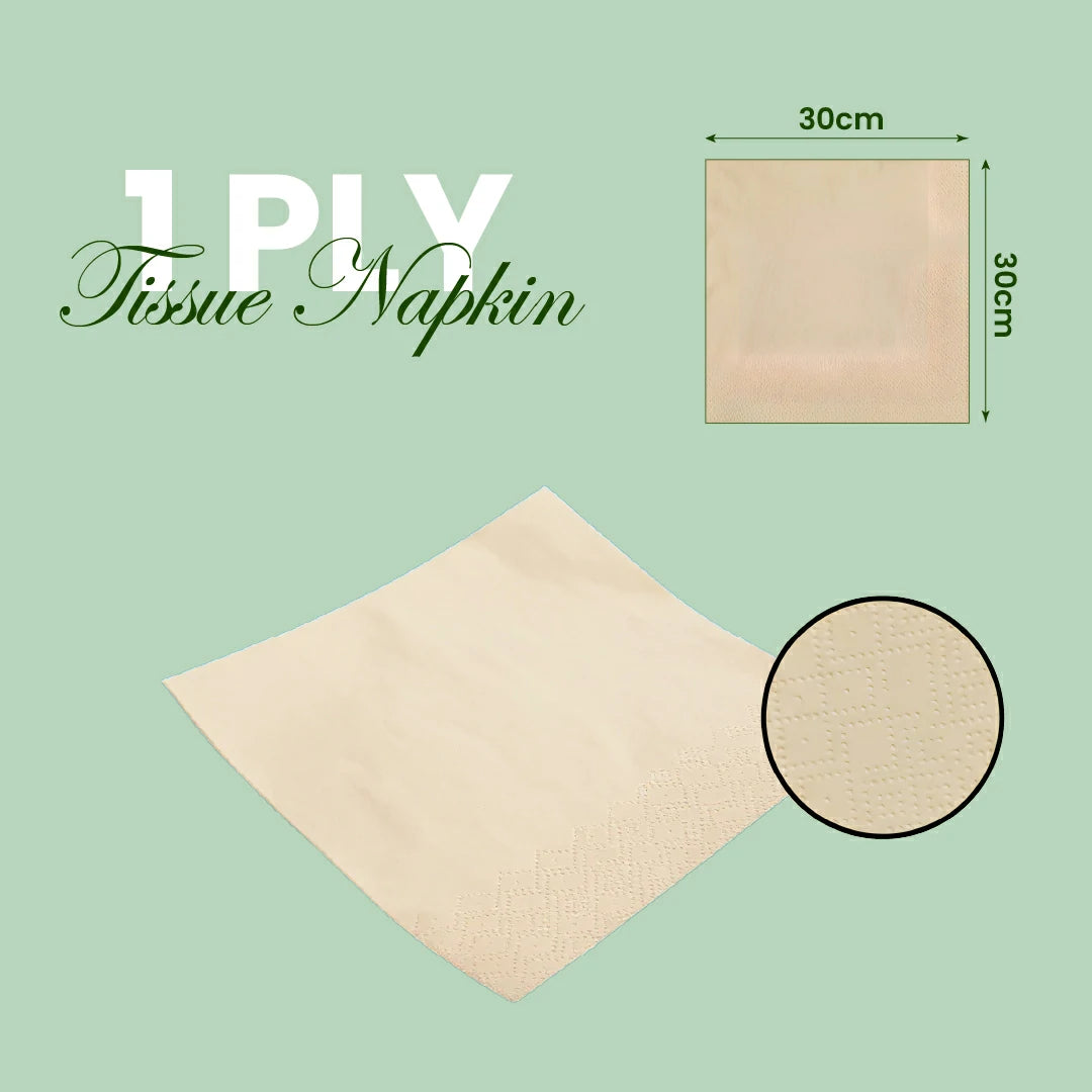 Claret Bamboo Napkin Single 1 Ply 100 Pulls - 30 x 30cm