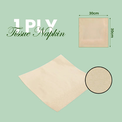 Claret Bamboo Napkin Single 1 Ply 100 Pulls - 30 x 30cm