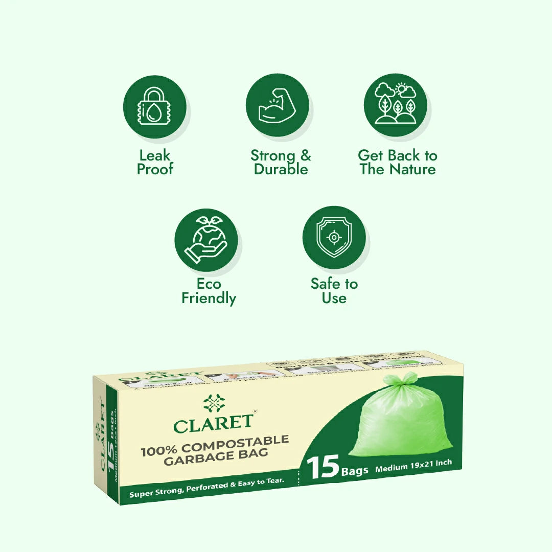 Claret Compostable Garbage Bags | Medium | 19 x 21 Inch