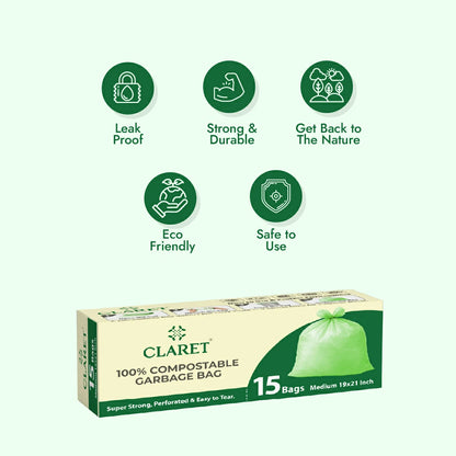 Claret Compostable Garbage Bags | Medium | 19 x 21 Inch