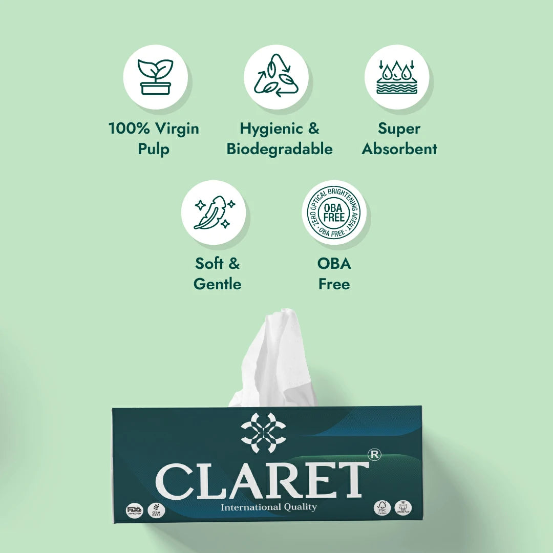 Claret Facial Tissue 2 Ply 200 Pulls (Assorted)