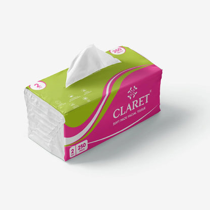 Claret Facial Tissue Soft 2 Ply 250 Pulls (Assorted)