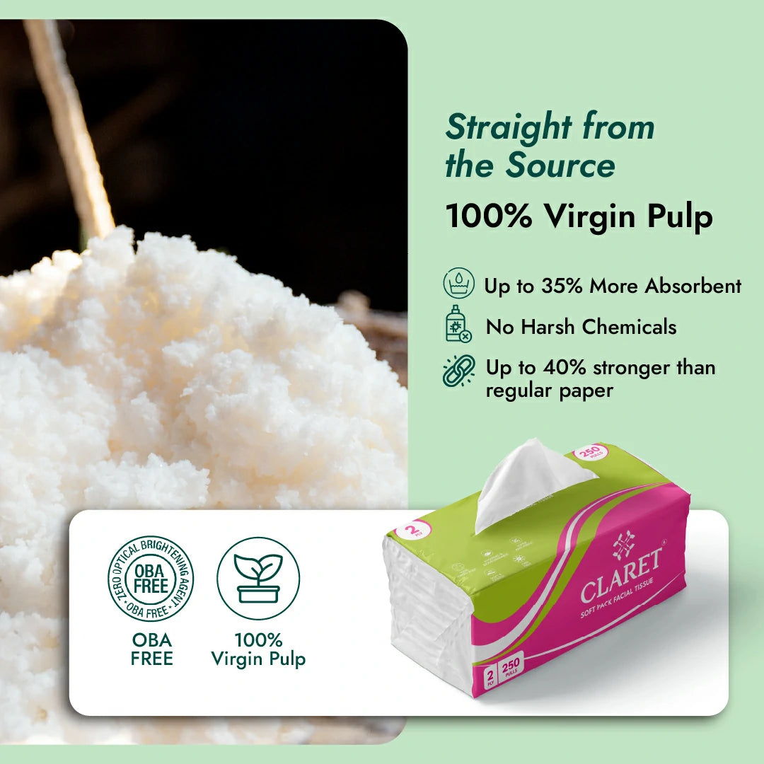 Claret Facial Tissue Soft 2 Ply 250 Pulls (Assorted)