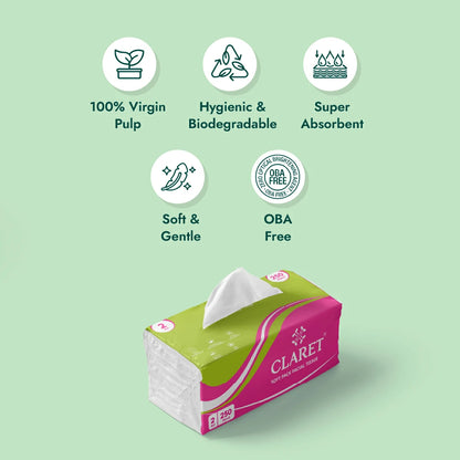 Claret Facial Tissue Soft 2 Ply 250 Pulls (Assorted)