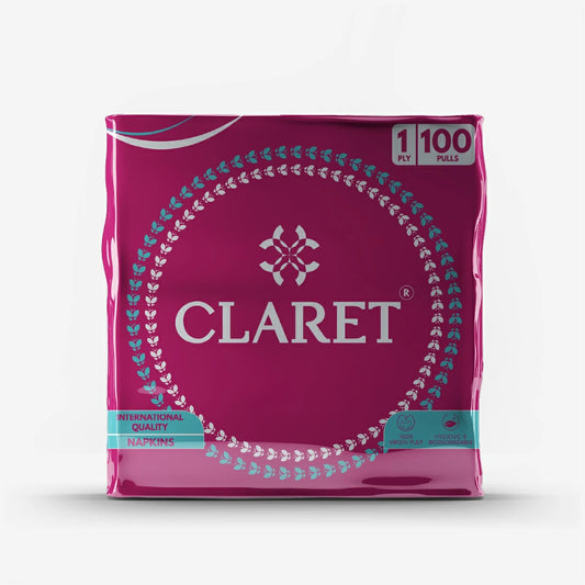 Claret Soft Napkin 1 Ply 100 Pulls - 27 x 30cm