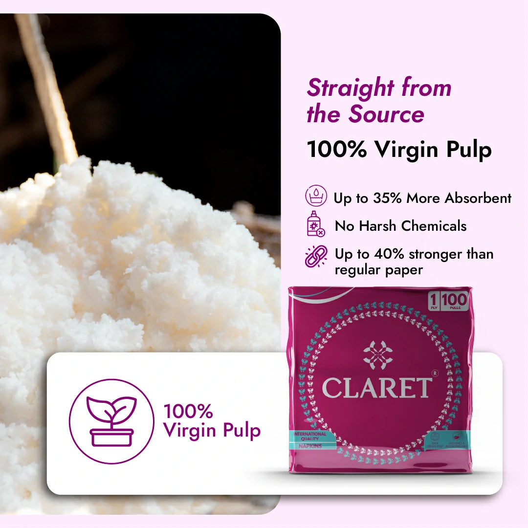 Claret Soft Napkin 1 Ply 100 Pulls - 27 x 30cm