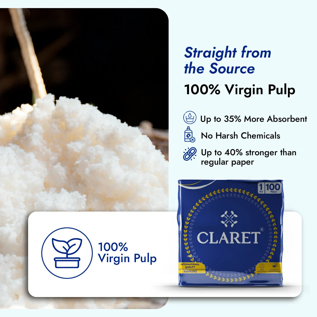 Claret Soft Napkin 1 Ply 100 Pulls - 30 x 30cm