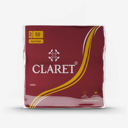 Claret Soft Napkin Plain 2 Ply 50 Pulls - 30 x 30cm