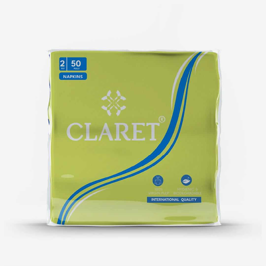 Claret Soft Napkin Plain 2 Ply 50 Pulls - 33 x 33cm