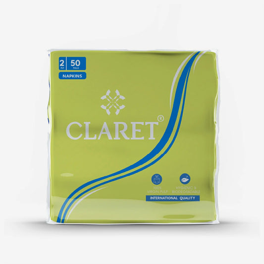 Claret Soft Napkin Plain 2 Ply 50 Pulls - 33 x 33cm