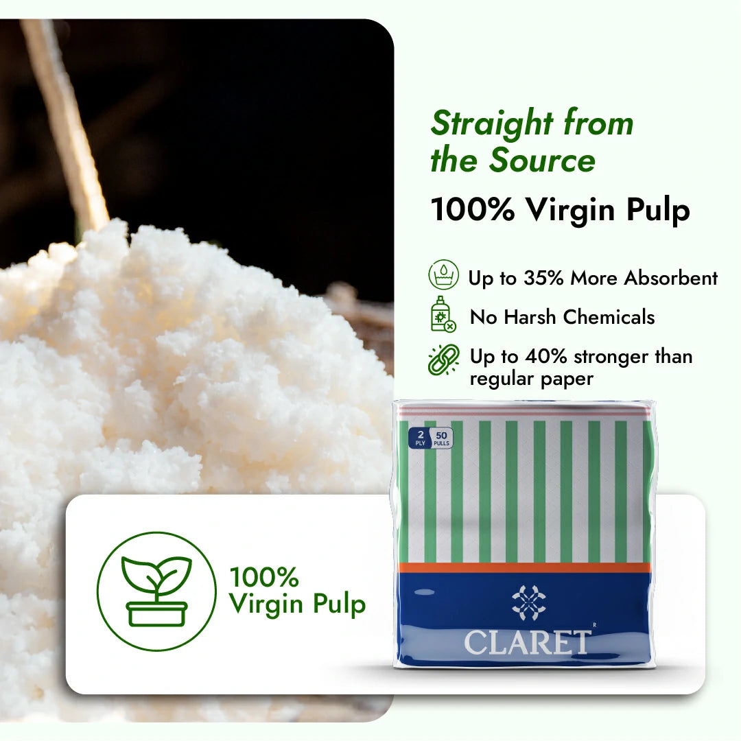 Claret Soft Napkin Printed 2 Ply 50 Pulls - 30 x 30cm