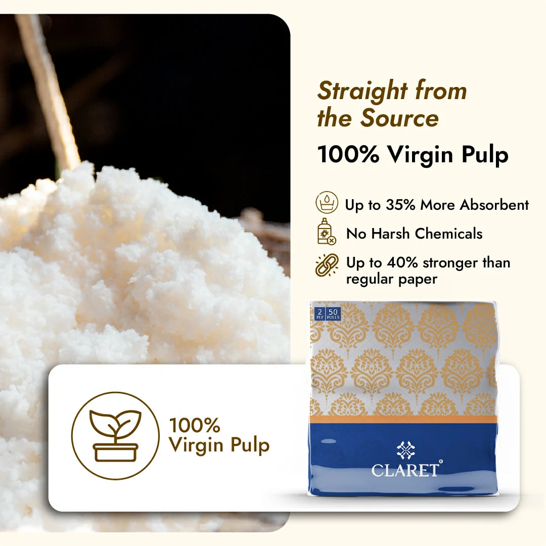 Claret Soft Napkin Printed 2 Ply 50 Pulls - 33 x 33cm