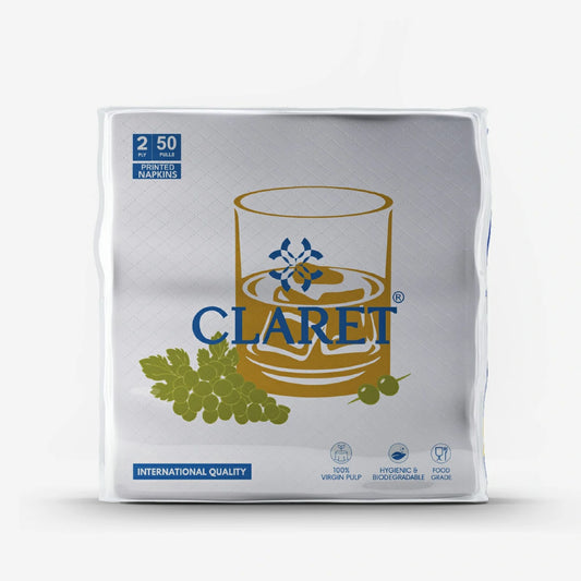 Claret Soft Napkin Printed 2 Ply 50 Pulls - 40 x 40cm