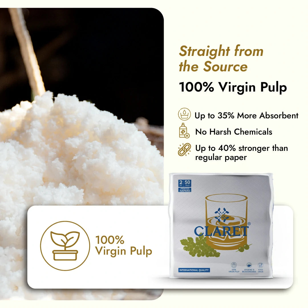 Claret Soft Napkin Printed 2 Ply 50 Pulls - 40 x 40cm