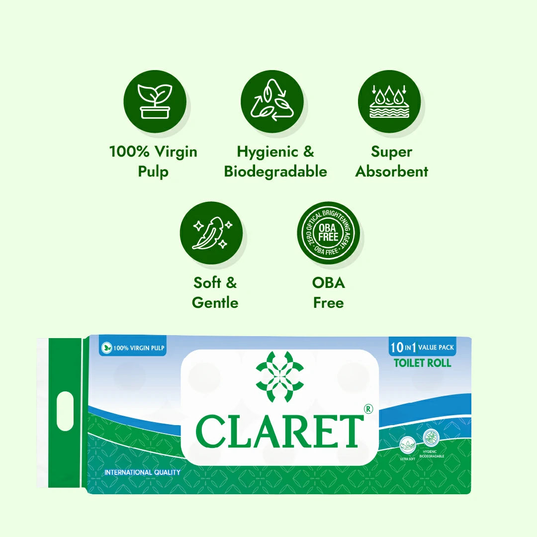 Claret Toilet Rolls 10 in 1 Combo 2 Ply 180 Pulls