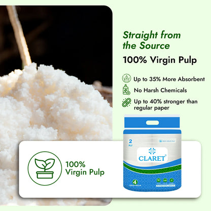 Claret Toilet Rolls 4 in 1 Combo 2 Ply 300 Pulls
