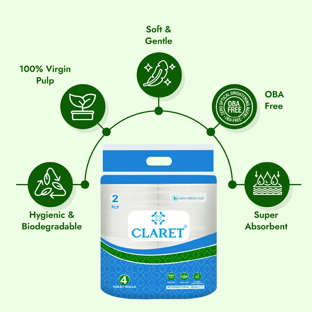 Claret Toilet Rolls 4 in 1 Combo 2 Ply 300 Pulls