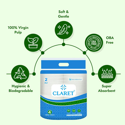 Claret Toilet Rolls 4 in 1 Combo 2 Ply 300 Pulls