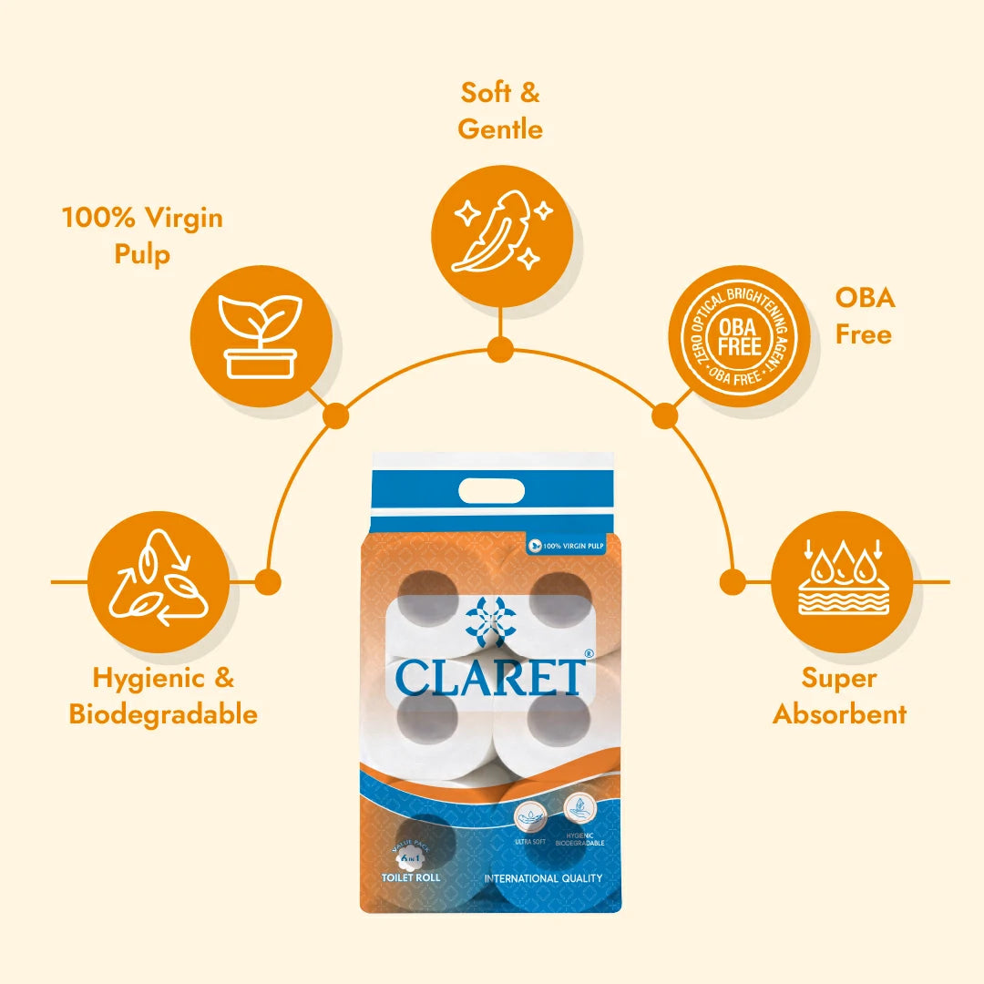 Claret Toilet Rolls 6 in 1 Combo 2 Ply 200 Pulls