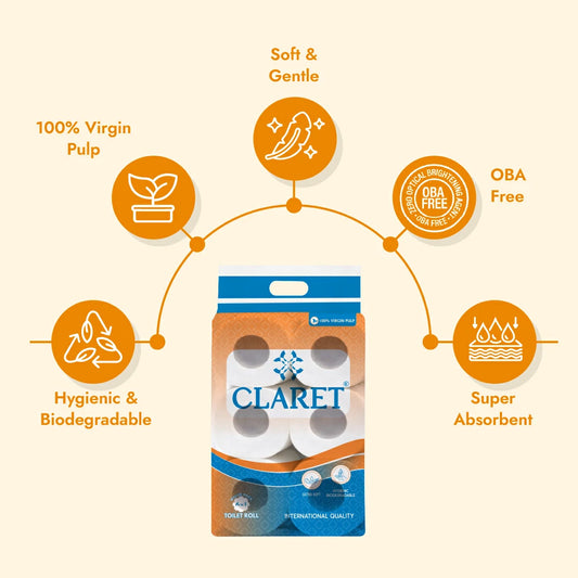 Claret Toilet Rolls 6 in 1 Combo 2 Ply 200 Pulls