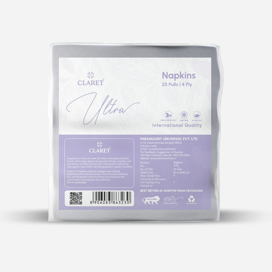 Claret Ultra Napkin Plain 4 Ply 25 Pulls - 40 x 40cm