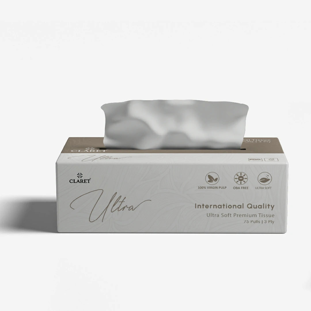 Claret Ultra Premium 3 Ply Facial Tissue 75 Pulls (Assorted)