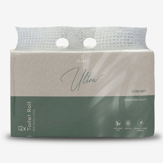 Claret Ultra Toilet Rolls 12 in 1 Combo 3 Ply 300 Pulls