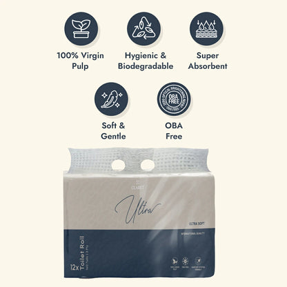 Claret Ultra Toilet Rolls 12 in 1 Combo 3 Ply 160 Pulls