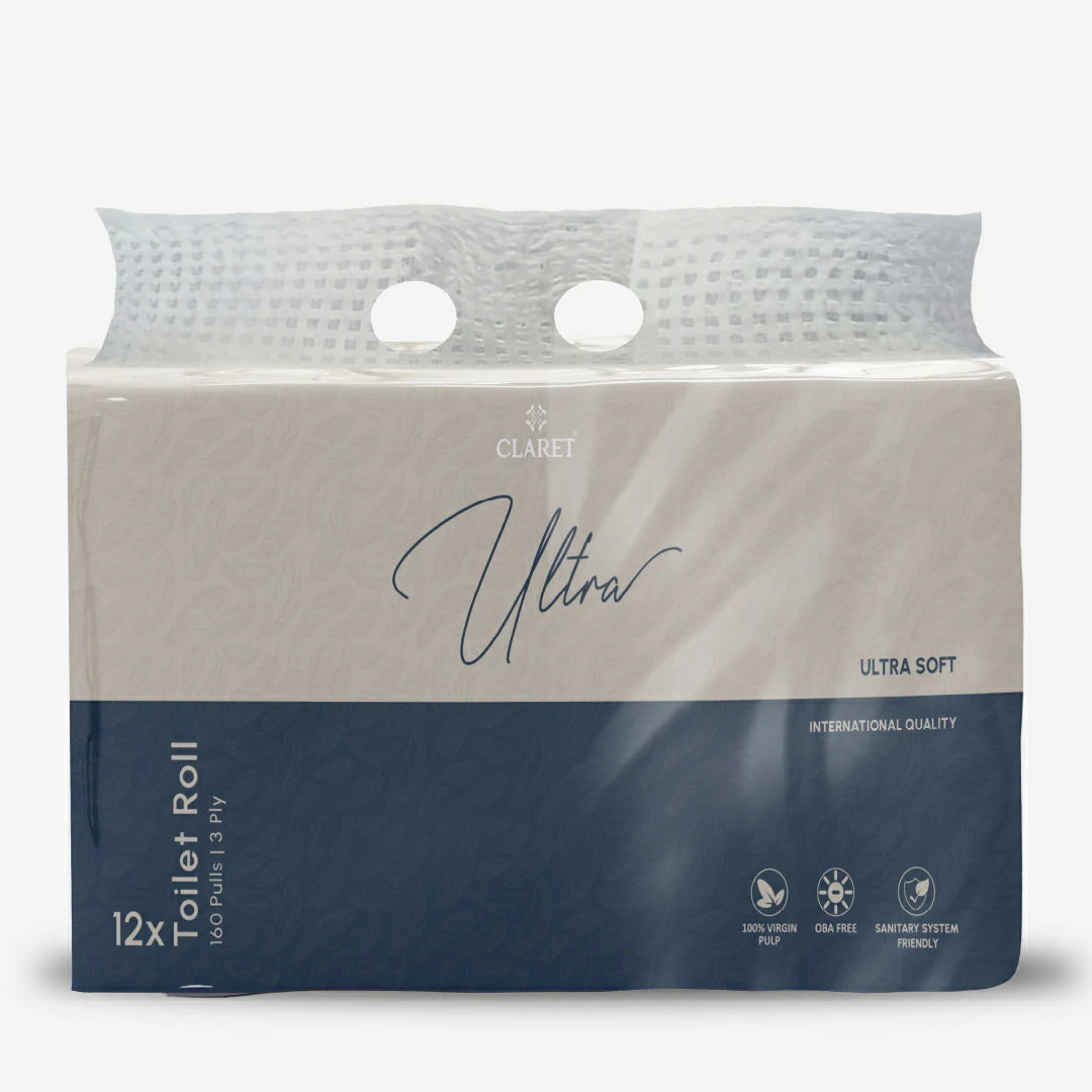 Claret Ultra Toilet Rolls 12 in 1 Combo 3 Ply 160 Pulls