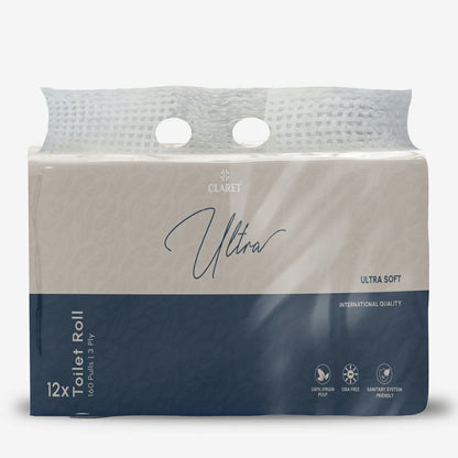 Claret Ultra Toilet Rolls 12 in 1 Combo 3 Ply 160 Pulls