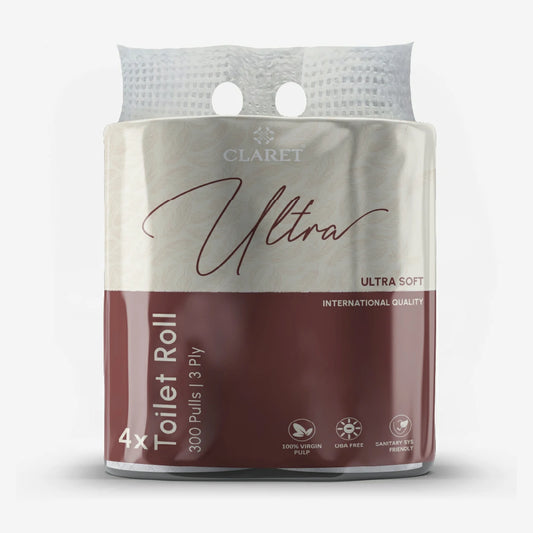 Claret Ultra Toilet Rolls 4 in 1 Combo 3 Ply 300 Pulls