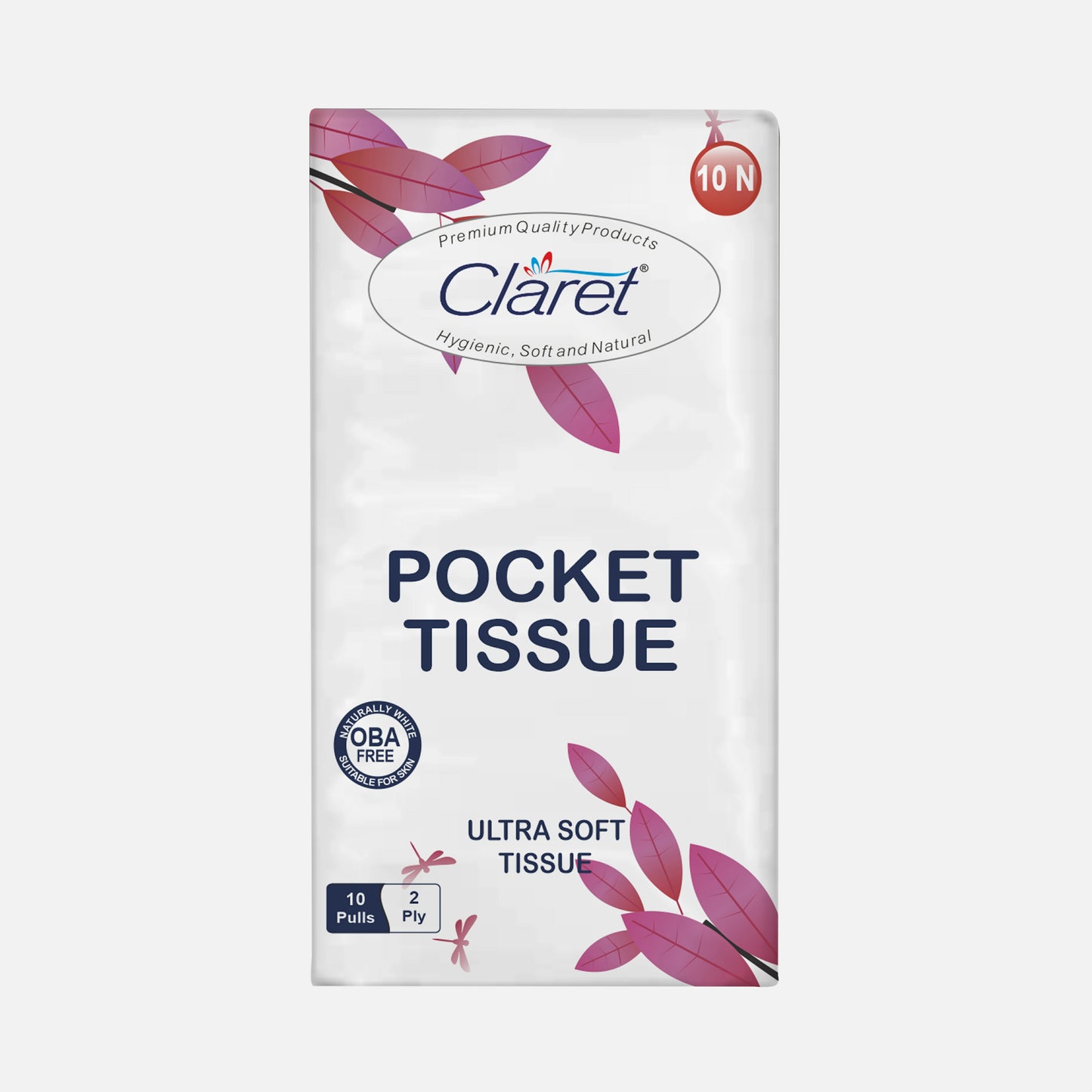 Claret 10 in 1 Pocket Tissue 2 Ply 10 Pull