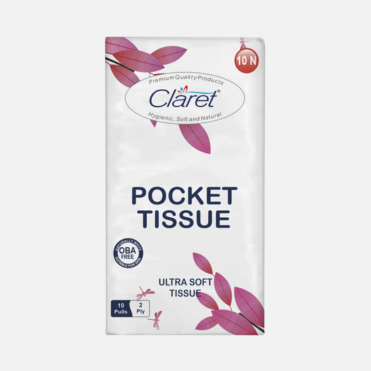 Claret 10 in 1 Pocket Tissue 2 Ply 10 Pull