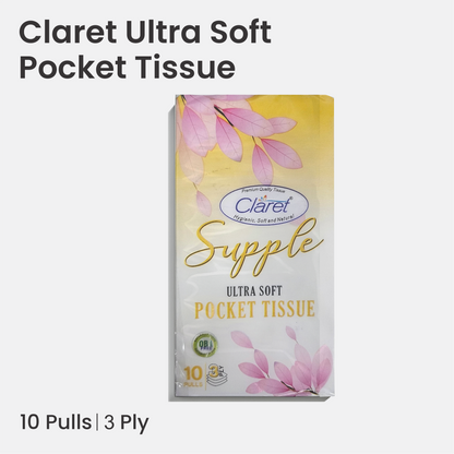 Claret 10 in 1 Pocket Tissue 3 Ply 10 Pull