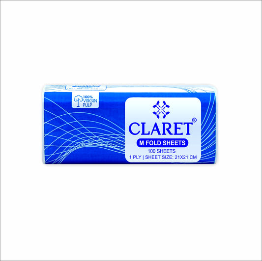 Claret 1 Ply M-Fold Sheet - 100 Sheets