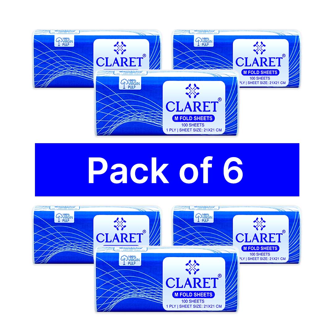 Claret 1 Ply M-Fold Sheet - 100 Sheets