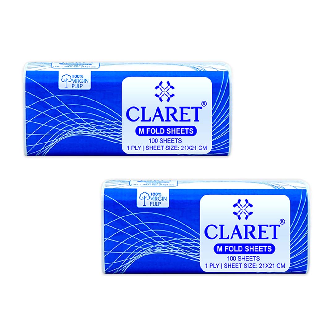 Claret 1 Ply M-Fold Sheet - 100 Sheets