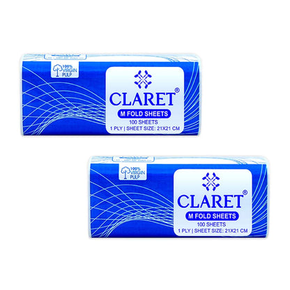 Claret 1 Ply M-Fold Sheet - 100 Sheets