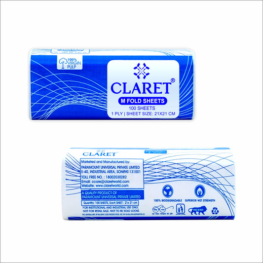 Claret 1 Ply M-Fold Sheet - 100 Sheets