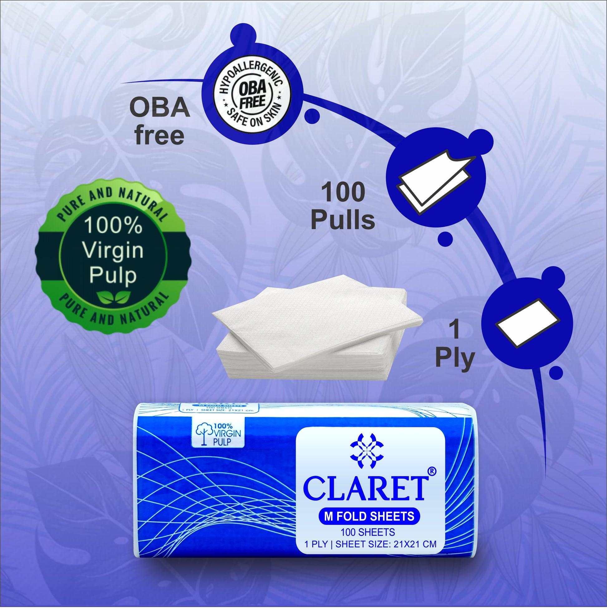 Claret 1 Ply M-Fold Sheet - 100 Sheets
