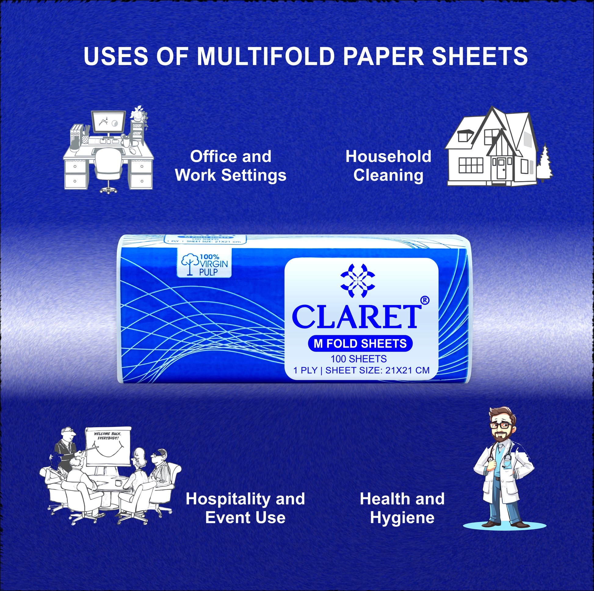 Claret 1 Ply M-Fold Sheet - 100 Sheets