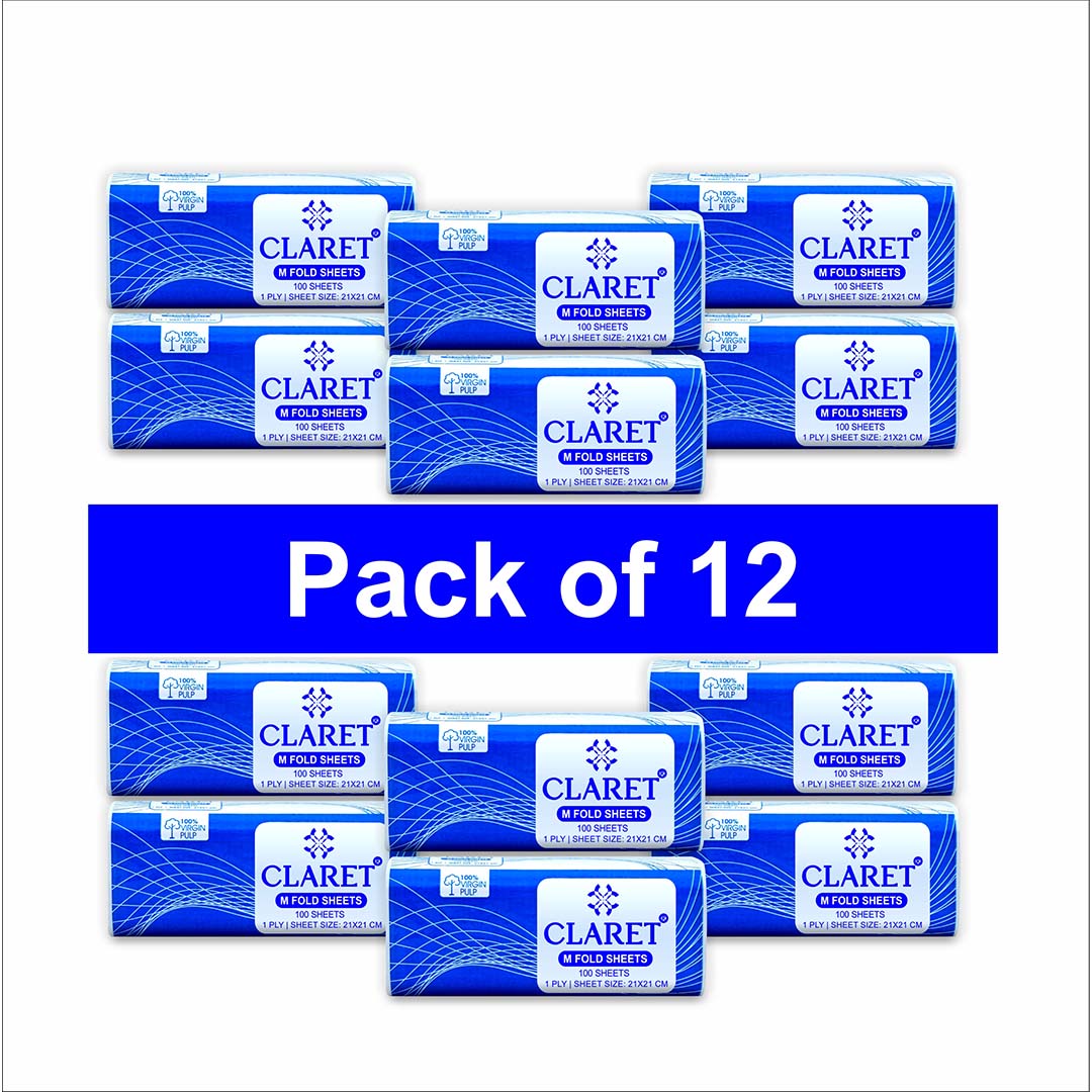 Claret 1 Ply M-Fold Sheet - 100 Sheets