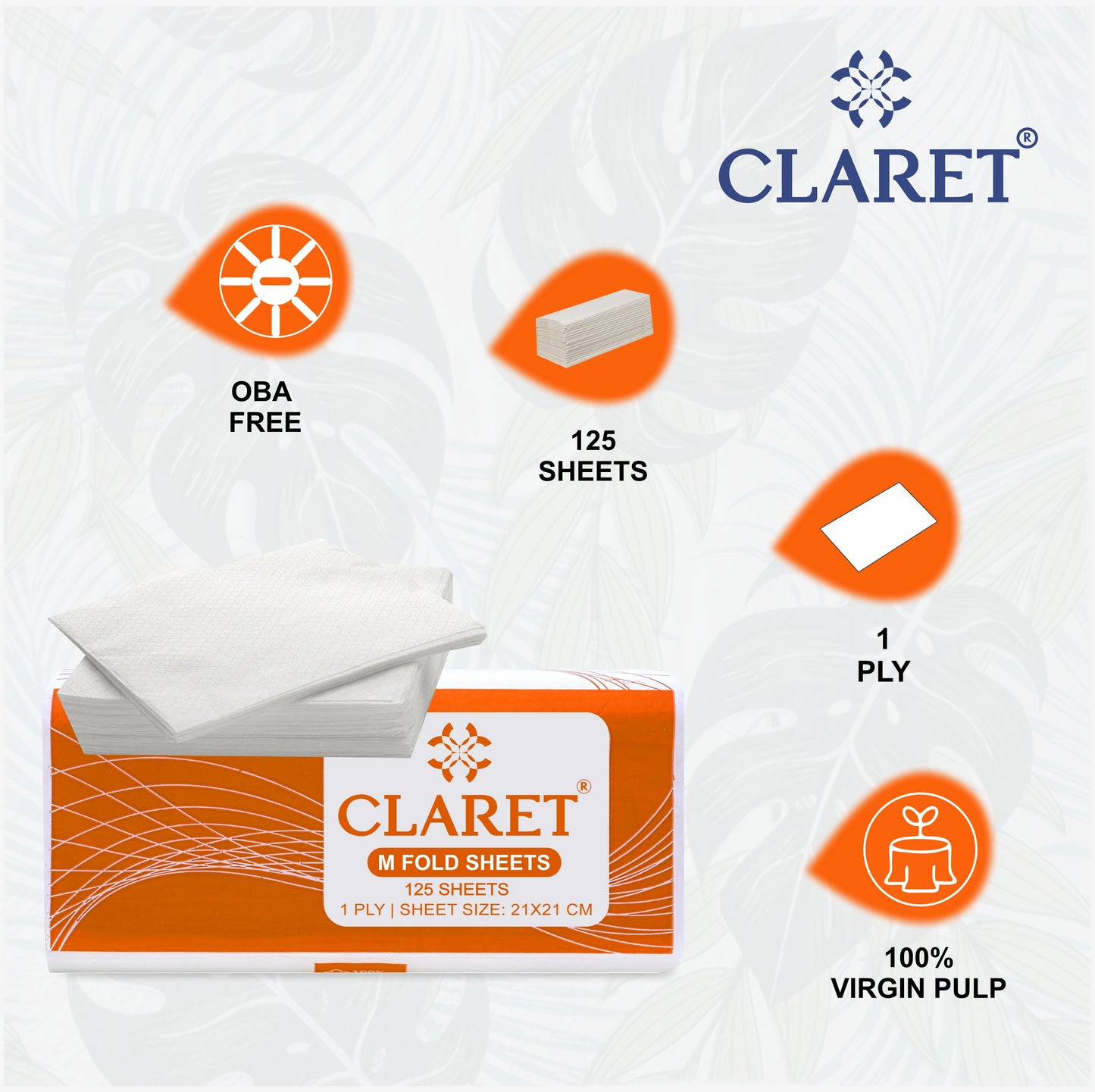 Claret 1 Ply M-Fold Sheet - 125 Sheets