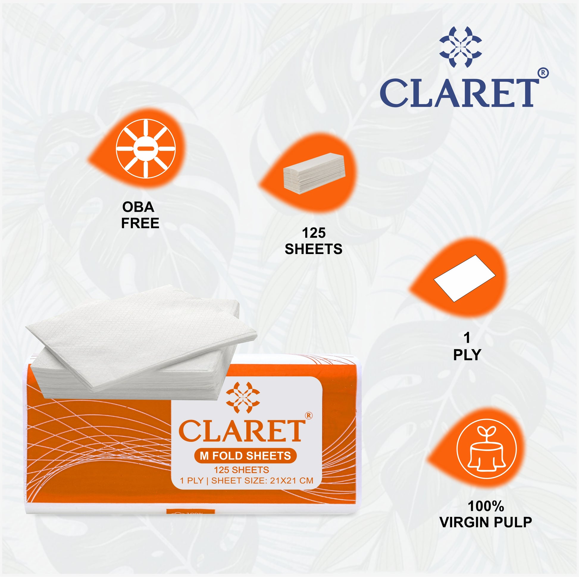 Claret 1 Ply M-Fold Sheet - 125 Sheets