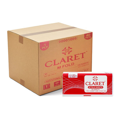Claret 1 Ply M-Fold Sheet - 150 Sheets