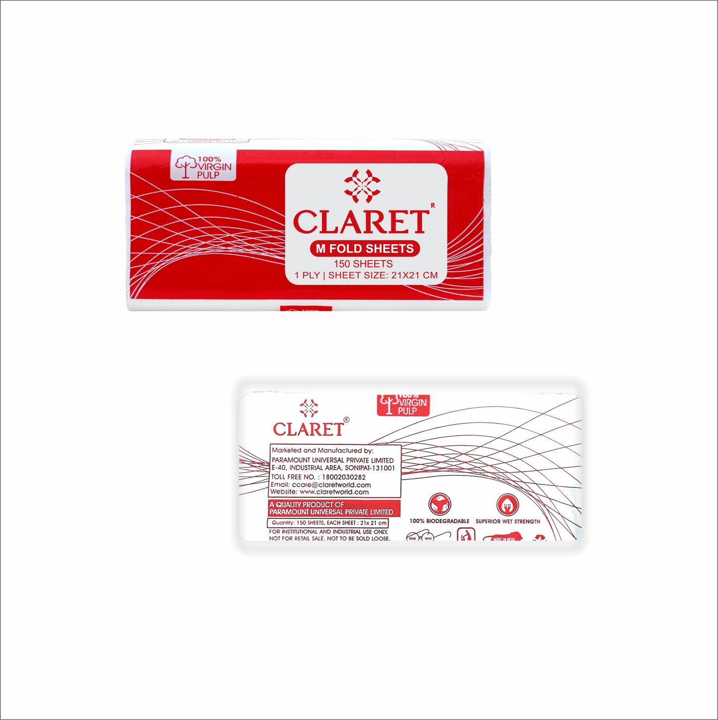 Claret 1 Ply M-Fold Sheet - 150 Sheets